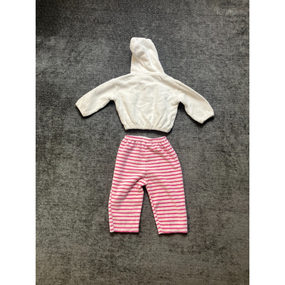 Kissy‎ Kissy 2-Piece Fleece Outfit Set Baby 12-18 White Pink Striped Snap Front